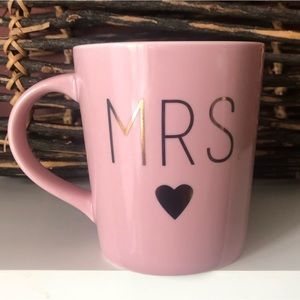 👛 (ANY 4/$20) INDIGO Mug “Mrs.” Pink Gold Lettering 16 oz Dishwasher/Microwave